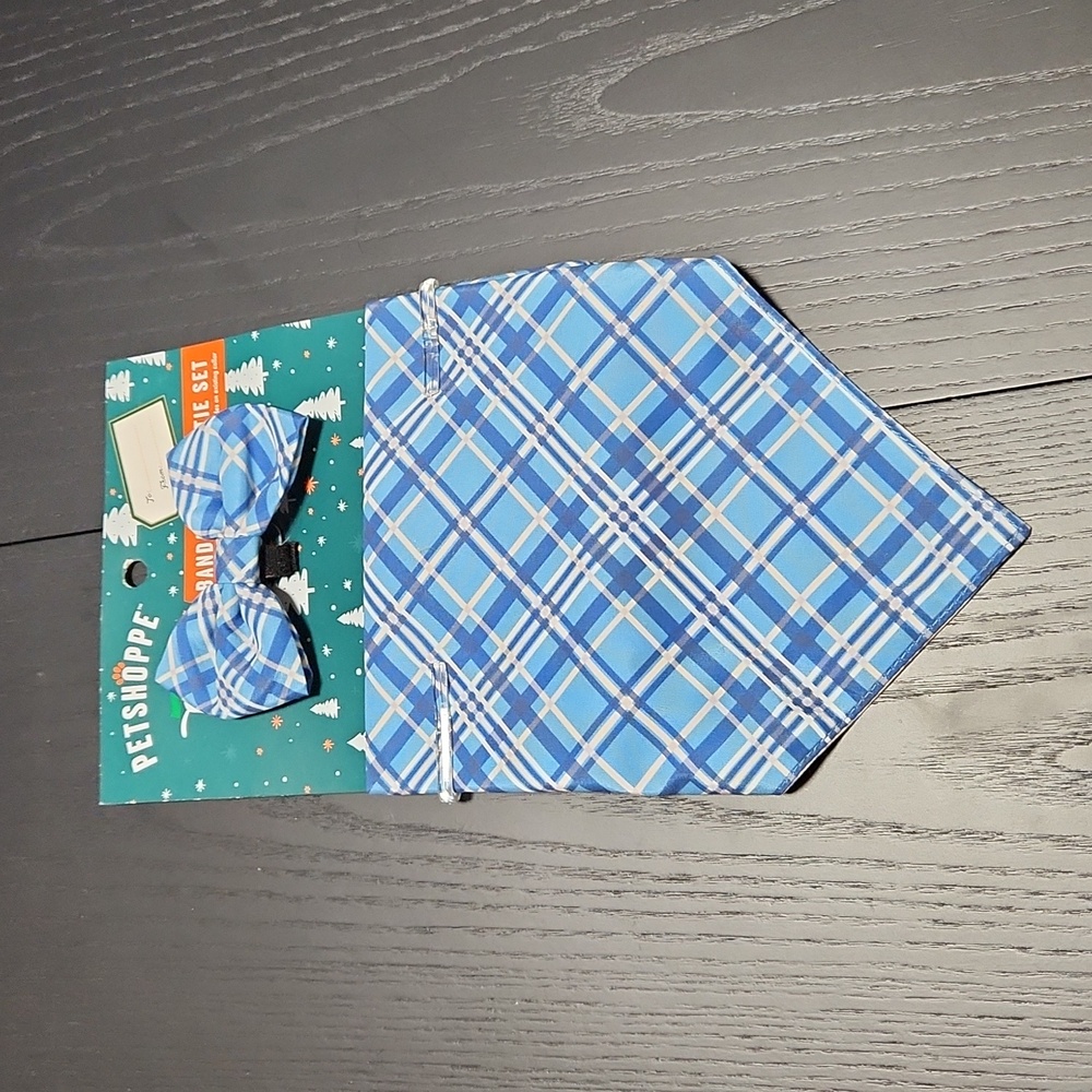Petshoppe, Bandana & Bowtie set M blue